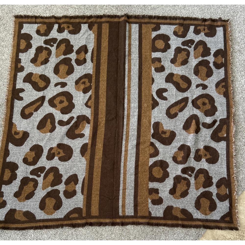Mudpie Fringe Edge Throw or Crib Blanket, Brown Patterned,‎ Square 48"x48"